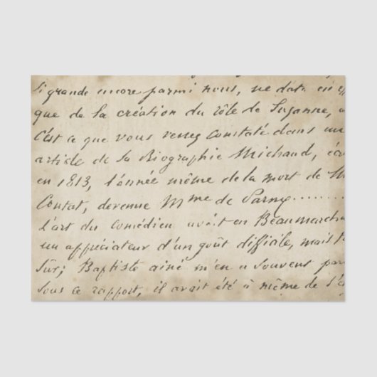 スクリプトフランスのの古い紙ヴィンテージティッシュペーパー 薄葉紙 (正面)