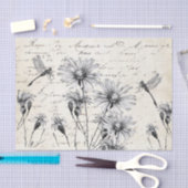 スクリプトフランスのワイルドフラワードラゴンフライのデカップクラフト 薄葉紙 (クラフト)