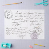 スクリプトフランスのヴィンテージのスタンプされた文字の切り離し 薄葉紙 (クラフト)