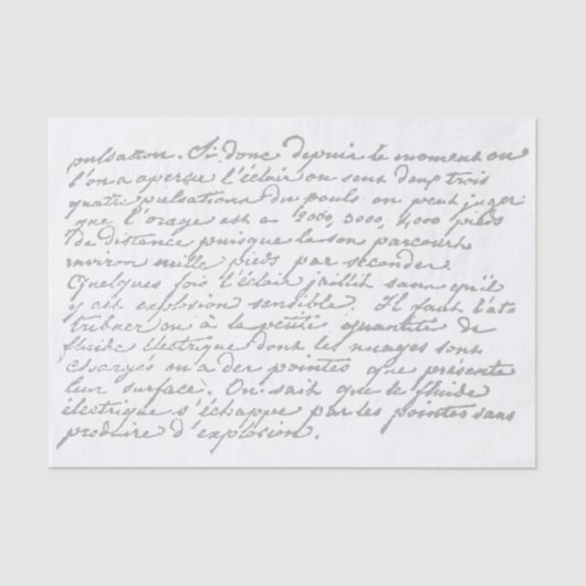 スクリプトフランスのヴィンテージグレーの切り離し 薄葉紙 (正面)