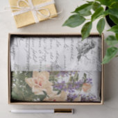 スクリプトフランスのヴィンテージバララベンダー鳥はがき 薄葉紙 (ギフト)