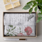 スクリプトフランスのヴィンテージバラ鳥はがき 薄葉紙 (ギフト)