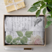 スクリプトフランスのヴィンテージピンクティーバラ鳥はがき 薄葉紙 (ギフト)