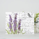 スクリプトフランスのヴィンテージラベンダー鳥はがき (スタンド正面)