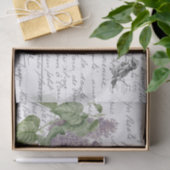 スクリプトフランスのヴィンテージ薄紫フローラ鳥はがき 薄葉紙 (ギフト)