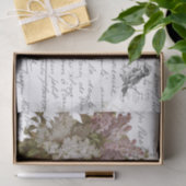 スクリプトフランスのヴィンテージ薄紫花鳥はがき 薄葉紙 (ギフト)