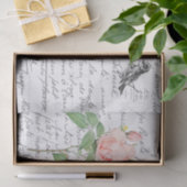 スクリプトフランスのヴィンテージ香り高いバラ鳥はがき 薄葉紙 (ギフト)