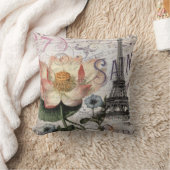 スクリプトフランスの植物学ロータスパリエッフェルタワー クッション (ブランケット)