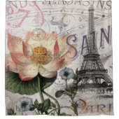 スクリプトフランスの植物学ロータスパリエッフェルタワー シャワーカーテン (正面)