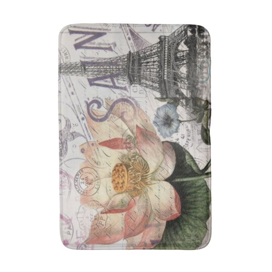 スクリプトフランスの植物学ロータスパリエッフェルタワー バスマット (正面縦)