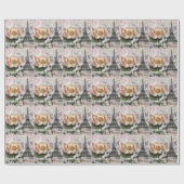 スクリプトフランスの植物学ロータスパリエッフェルタワー ラッピングペーパー (フラット)