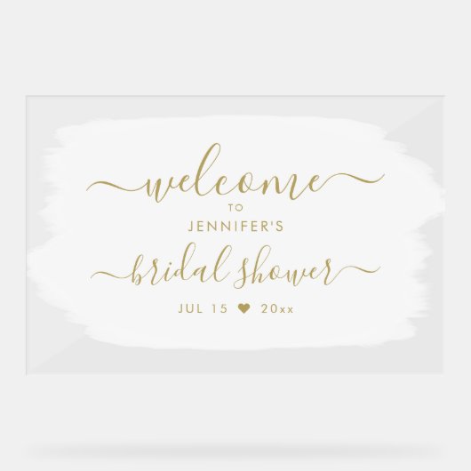 スクリプトブライダルシャワーようこそ金ゴールド絵を描白 アクリルサイン (正面)