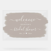 スクリプトブライダルシャワーウェルカム絵を描ベージュ アクリルサイン (正面)