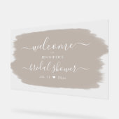 スクリプトブライダルシャワーウェルカム絵を描ベージュ アクリルサイン (傾斜)