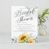スクリプトブライダルシャワーエレガントサンフラワーユーカリ 招待状 (スタンド正面)