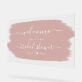 スクリプトブライダルシャワー歓迎絵を描ダスティバラピンク アクリルサイン (傾斜)