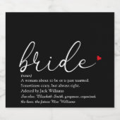 スクリプトブライド定義ブライダルシャワーブラックレッド スパークリングワインラベル (シングルラベル)