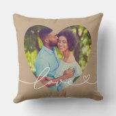 スクリプトブラウンカスタムハート型写真 クッション (裏面)