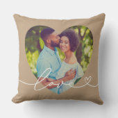 スクリプトブラウンカスタムハート型写真 クッション (正面)