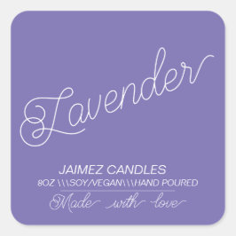 スクリプトブラック大豆ビーガンキャンドルメーカーのラベンダー スクエアシール