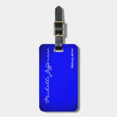 スクリプトブルーのミニマルモダンリストプレーン ラゲッジタグ (正面縦)