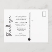 スクリプトブルーモダンベビーフォト誕生 案内ポストカード (裏面)