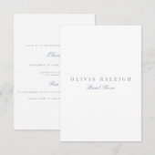 スクリプトブルー&ホワイトブライダルシャワー招待 招待状 (正面/裏面)