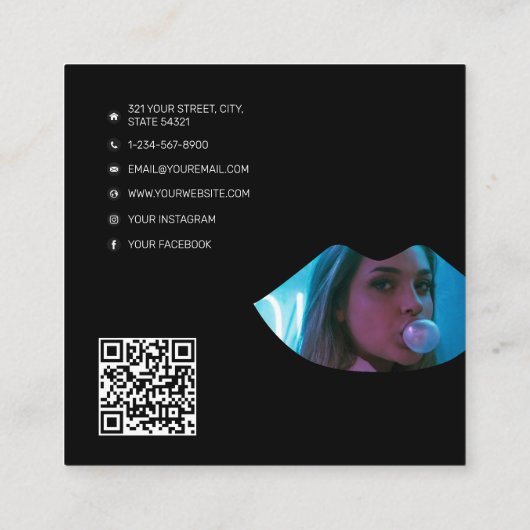 スクリプトプロフェッショナルメイクアップアーティスト2 Photo Lips スクエア名刺 (裏面)