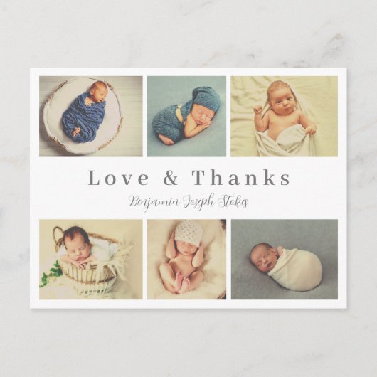 スクリプトベビーサンキューカード、愛と感謝してい ポストカード (正面)