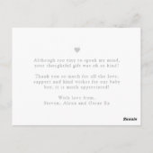 スクリプトベビーサンキューカード、愛感謝していと ポストカード (裏面)