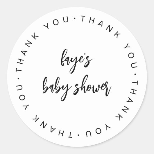 スクリプトベビーシャワーありがとうお願いラベルF201 ラウンドシール (正面)