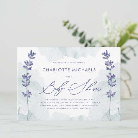 スクリプトベビーシャワーかわいらし付きの素敵な水色 招待状 (スタンド正面)