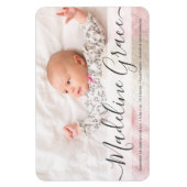 スクリプトベビー名カスタム写真の誕生発表 マグネット (縦)