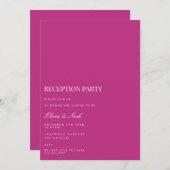 スクリプトホワイトおよびマゼンタの披露宴招待状カード 招待状 (正面/裏面)