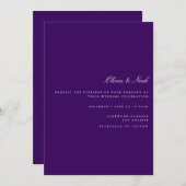 スクリプトホワイトおよび紫の結婚式招待状カード 招待状 (正面/裏面)