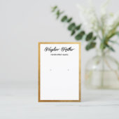 スクリプトホワイトおよび金ゴールドイヤリングジュエリー表示 名刺 (スタンド正面)