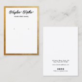 スクリプトホワイトおよび金ゴールドイヤリングジュエリー表示 名刺 (正面/裏面)