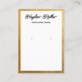 スクリプトホワイトおよび金ゴールドイヤリングジュエリー表示 名刺 (正面)