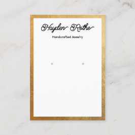 スクリプトホワイトおよび金ゴールドイヤリングジュエリー表示 名刺