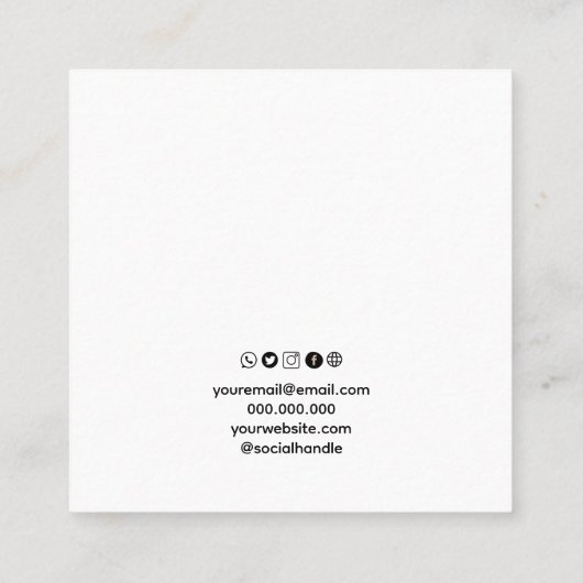 スクリプトホワイトクラシックとシックジュエリーディスプレイカード スクエア名刺 (裏面)