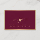 スクリプトボルドー金ゴールドモノグラムのヨーロッパサイズ 名刺 (正面)