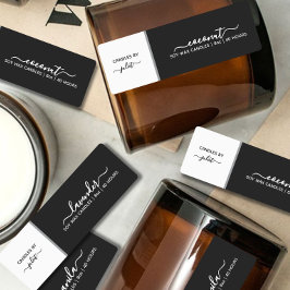 スクリプトミディアムシンブラック&ホワイトキャンドルラベル ラベル