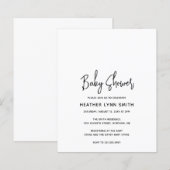 スクリプトミニマリストバジェットベビーシャワー招待状 (正面/裏面)