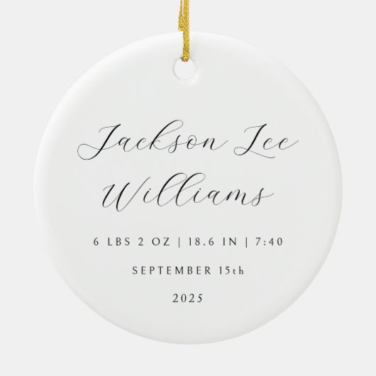 スクリプトミニマルベビー初めてのクリスマスオーナメント セラミックオーナメント (裏面)