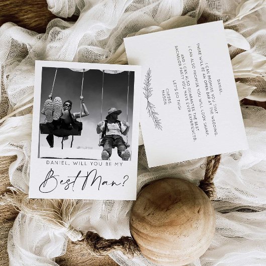 スクリプトミニマル花婿介添人提案カード(写真付き) ポストカード