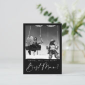 スクリプトミニマル花婿介添人提案カード(写真付き) ポストカード (スタンド正面)