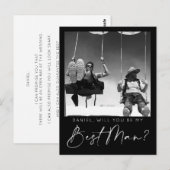 スクリプトミニマル花婿介添人提案カード(写真付き) ポストカード (正面/裏面)