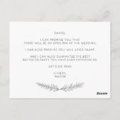 スクリプトミニマル花婿介添人提案カード(写真付き) ポストカード (裏面)