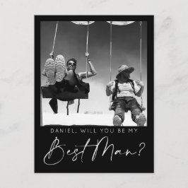 スクリプトミニマル花婿介添人提案カード(写真付き) ポストカード