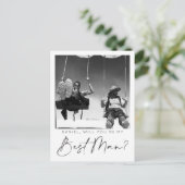 スクリプトミニマル花婿介添人提案カード(写真付き) ポストカード (スタンド正面)